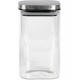 Pote 1,1l 10x10x18cm Quadrado Em Vidro Borossilicato Com Tampa Em Metal